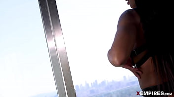 Preview 1 of Russian Teen 18 Hot Sex - Ebony Babe August Skye Bounces Her Tits and Ass All Over Hard Cock