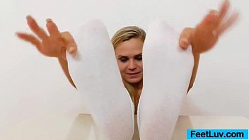 Preview 1 of Alluring Cougar Tube - Stirring feetjob by a blonde