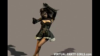 Preview 1 of Pakisthani Gril X Video - 3d virtual French maid teasing in lingerie