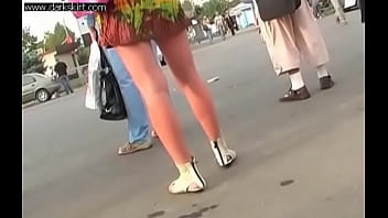 Preview 2 of Distroyed Virginity - Funky russian teen upskirted in the street