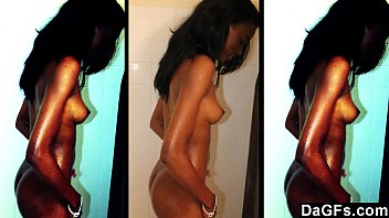 Preview 2 of Analy Milf Toy - Dagfs - Skinny Ebony Caught While She Takes A Shower And Masturbates For The Camera