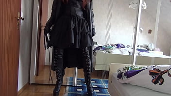 Preview 3 of Dothe Momscom - bellas long leathercoat