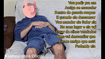 Preview 1 of Step Mom Force For Swx - &quot_ Contos er&oacute_ticos&quot_ fetiche de corno&quot_ Esposa descansa de olhos vendados e amigo do corno estava dentro do guarda roupas