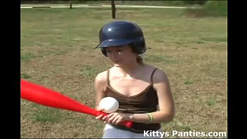 Preview 1 of Big Titts Horny - Petite 18yo teen Kitty playing soft ball