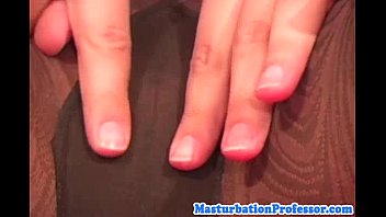 Preview 1 of Av Audition Videos - Nylons loving babe rubs her pussy