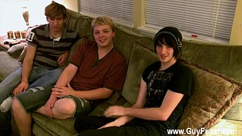 Preview 1 of Family Loves Mom - Gay clip of Aron,  Kyle and James are suspending out on the couch and