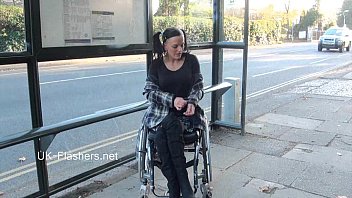 Preview 3 of Garls Sex Move - Paraprincess outdoor exhibitionism and flashing wheelchair bound babe showing