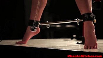Preview 2 of Black Lace Basque - Lezdom master spanks her gagged sub