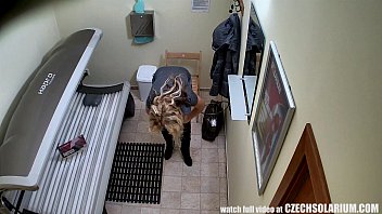 Preview 1 of Giving Date - Blonde Big Tits MILF Tannning her Body in Solarium