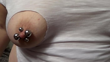 Preview 2 of Pegnment Delivery - Double pierced wife with extreme nipples wearing rags