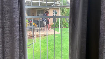 Preview 2 of Xxx Nigbt - I caught my neighbours fucking outside in the backyard
