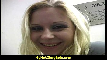 Preview 1 of Having Sex Mom Sleep - Hottie sucks and fucks black cock for cusmhot at gloryhole 4