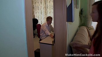 Preview 1 of Boyslave Gay - Make Him Cuckold - Punish with girlfriend Amanda fuck teen-porn