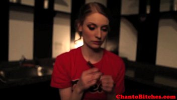 Preview 2 of Nasy Woman Bbw - Lezdom bitch attaches brush to subs face