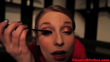 Preview 1 of Nasy Woman Bbw - Lezdom bitch attaches brush to subs face