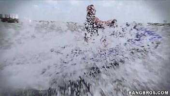 Preview 4 of B Day Daugther - Big Tits Blonde Rides Waves and Cock at Beach!