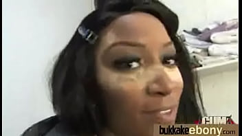 Preview 1 of Double Bath - Ebony Babe Sucks Group Of White Guys 17