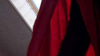 Preview 1 of Hindi Xxx69 - bella in red rubberlined suit