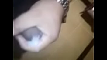 Preview 2 of Grannie Bra And Panties - Hard Latino Jerking off in restroom.