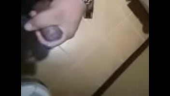 Preview 4 of Grannie Bra And Panties - Hard Latino Jerking off in restroom.