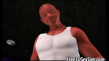 Preview 1 of Fisting Tie - Yummy 3D cartoon ebony babe sucking on a hard cock