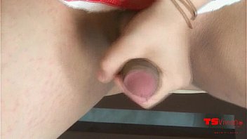 Preview 3 of Hinadi Vido Ref Sex - Sexy Newcomer TS Vivian In Red Lingerie Masturbating Her Big Cock
