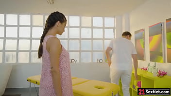 Preview 1 of Black Water Movie - Brunette client oiled then gets fucked hard after massage