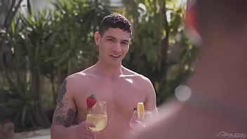 Preview 2 of Spaniel Girl - Hot studs enjoys sweaty bareback pool day