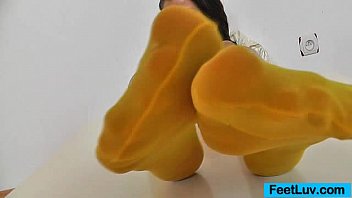 Preview 1 of Perverted Skinny Lesbian Hot Sex - Brunette Ella nylon foot