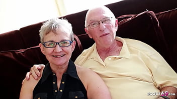 Preview 1 of Hoogj9uh - Old Granny Wife and husband at First MMF Threesome Sex with Big Dick Boy