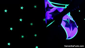 Preview 1 of Chainuce Sixx Video - Samantha Saint Lesbian Black Light