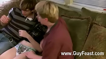 Preview 1 of Video Nyepong - Hot twink scene Aron,  Kyle and James are d out on the couch and