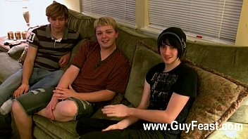 Preview 1 of 2pins - Hot twink Aron,  Kyle and James are stringing up out on the couch and