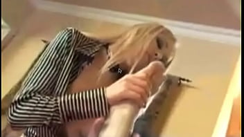 Preview 1 of Bareback Incest Porn - Blond in Stockings licking feet