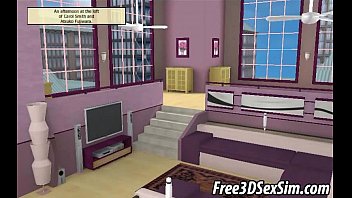 Preview 1 of Japan Gril Sez Lower - Two green haired 3D babes sharing a studs hard cock