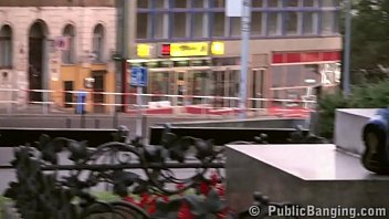 Preview 2 of Mom Shemale Boy - PUBLIC teens street sex GANGBANG  by a famous statue PART 3