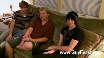 Preview 1 of Sunny Leon Sex Hot Sexy Videos - Gay clip of Aron,  Kyle and James are d out on the couch and