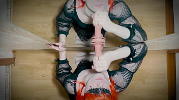 Preview 3 of Xnxx Yoga Master - Femboy swallows dildo in front of mirror