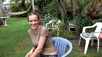 Preview 1 of Bella Bella Car Sexy - Amateur redhead in outdoor casting