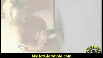 Preview 4 of Legs Spread On Sofa - Horny Lady Enjoys Gloryhole Cocksucking Interracial 14