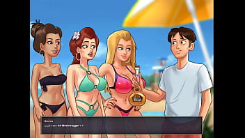 Preview 1 of American Bathroom Sex - Summertime Saga Cap 38 - Fiesta En La Playa Y El Juego De La Botella