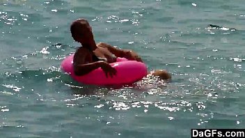 Preview 1 of Mom Hnd Soan - DAGFS - Topless Beach Bunny Swallows A Load