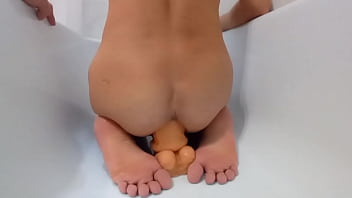 Preview 2 of My Best Friend My Mom - Mulatto jumps on a big dildo and pees