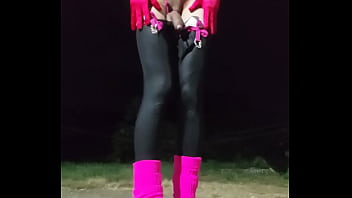 Preview 2 of Family Free Sex - Femboy in the middle of a highway being an exhibitionist