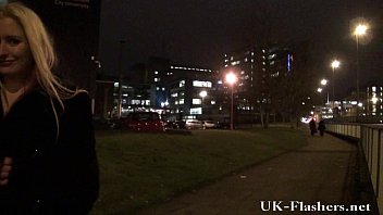 Preview 2 of Massive She Makes - Late night flashing and naughty blonde amateur babes exhibitionism downtown with