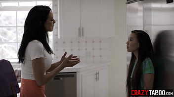 Preview 1 of Mom Son Decorating - Asian teen Kimmy Kimm and babe Madi Collins used by big tits lesbian MILF Reagan Foxx