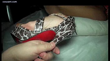 Preview 1 of Caning Femdom Hard - Blonde shemale babe plays with red dildo
