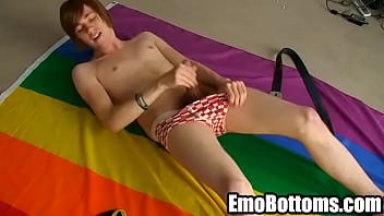 Preview 1 of Indo Semox Show - Emo twink John Light tugging on his rock hard cock3