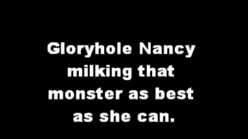 Preview 1 of Katun Sexe - Gloryhole Nancy struggling with a monstercock