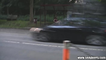Preview 1 of Dirty Bang - Public Sex Toy Fun on the Bus Stop
